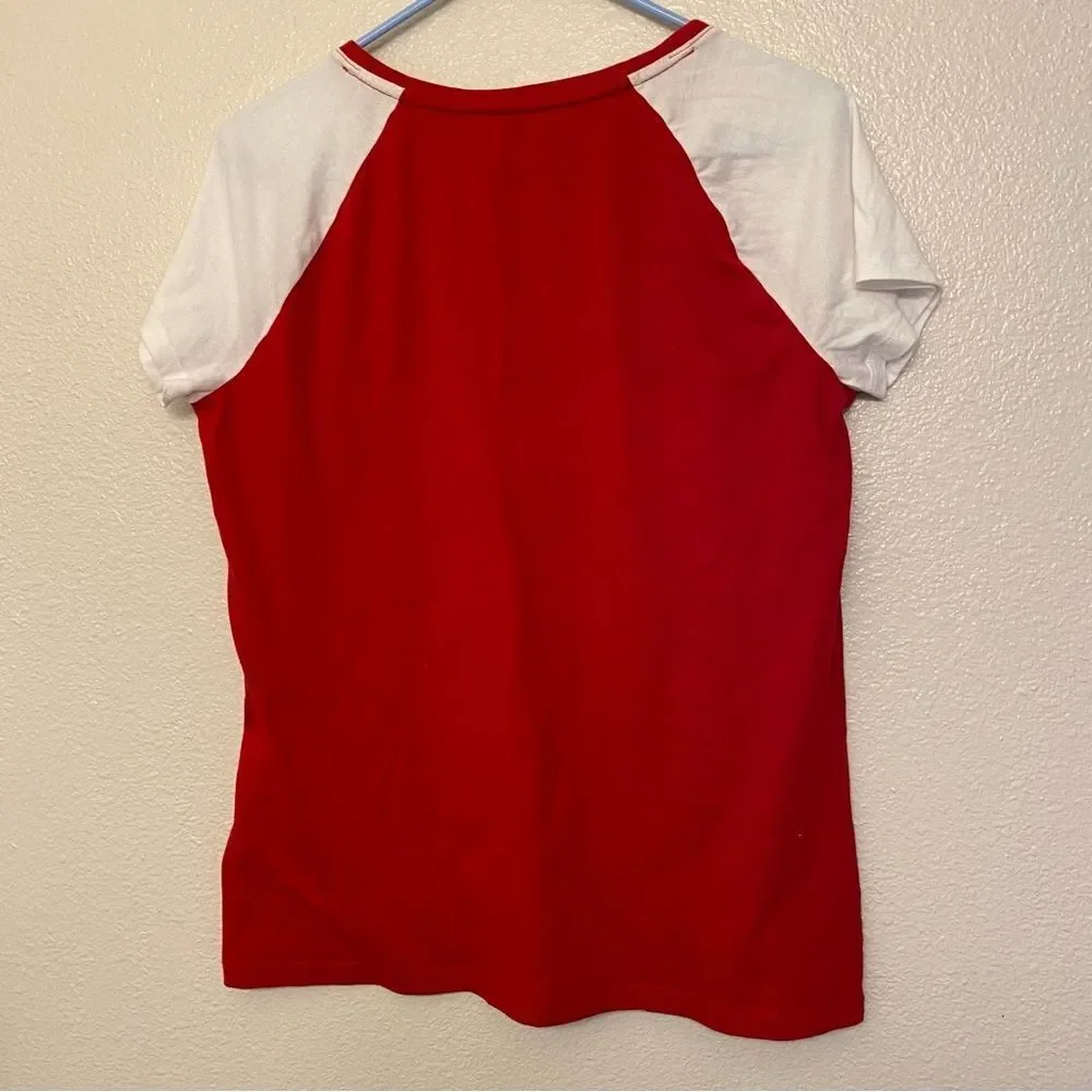 St. John's Bay Short Sleeve Americana USA stars flag  patriotic V Neck T-shirt L - Picture 3 of 7